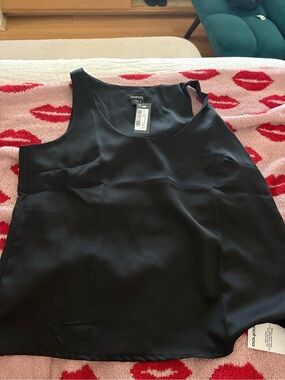 boohoo Black Satin Scoop Neck Tank